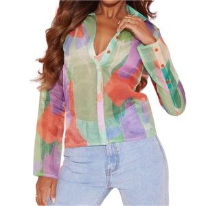 PrettyLittleThing Organza Blouse size 4